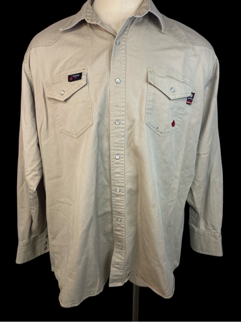 Forge FR Beige Western Snap-Front Work Shirt Men’s 2XLT